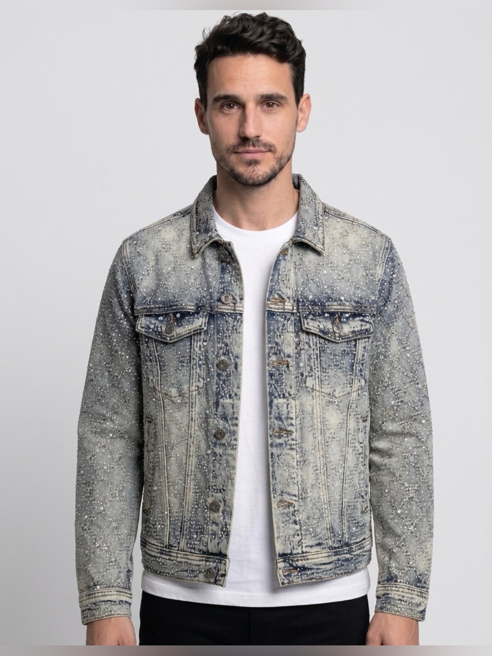 NWT Kindred Distressed “Dirty Blue” Washed Denim Jacket Unisex M/L